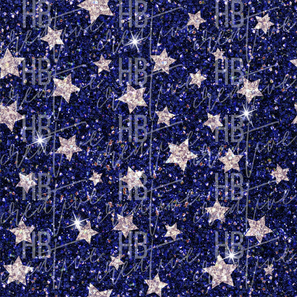 Dark Blue Glitter Stars