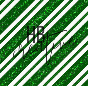 Green & White Glitter Stripes