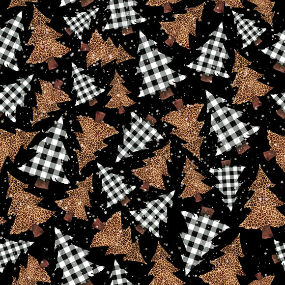 Black & White Buffalo Plaid Trees