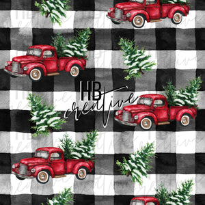 Christmas Trucks Plaid