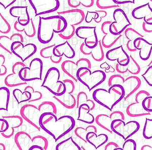 Purple Pink Brushed Hearts