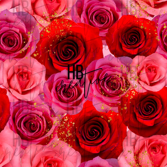 Pink Red Roses Glitter
