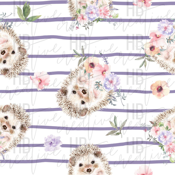 Hedgehogs (purple Stripes + Flowers)