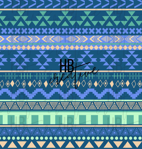 Aztec Stripes (blue, green, orange)