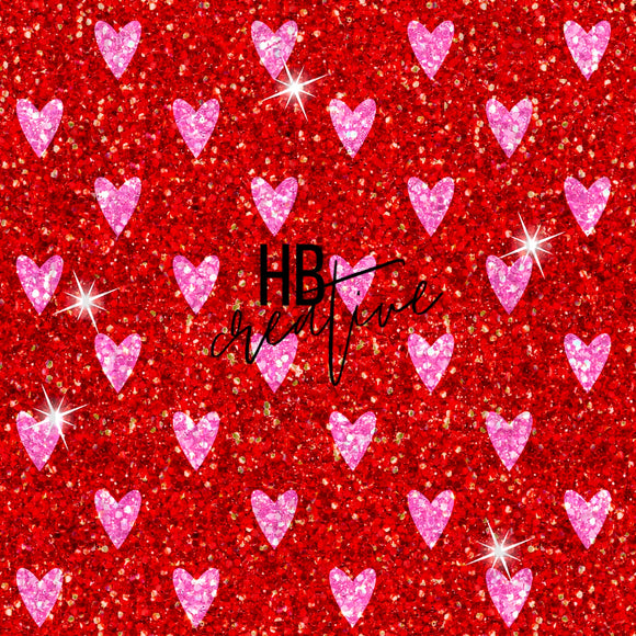Pink Red Glitter Hearts