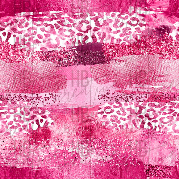 Pink Glitter Leopard Brushstrokes