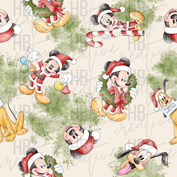 Watercolor Mouse Christmas (Tan)