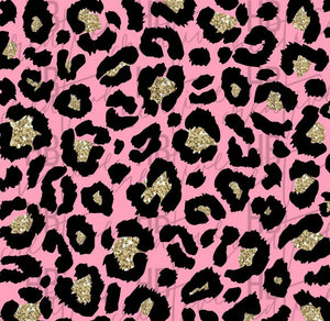 Gold/Black Glitter Pink Leopard Spots