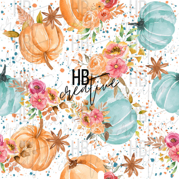 Pumpkin Floral (orange, blue)