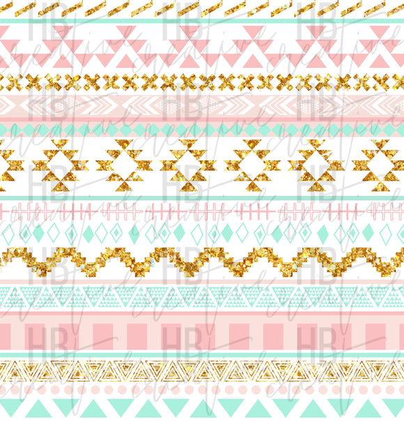 Aztec Stripes (pink, mint, gold)