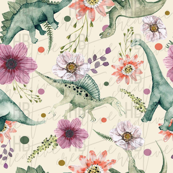 Dino Watercolor Floral